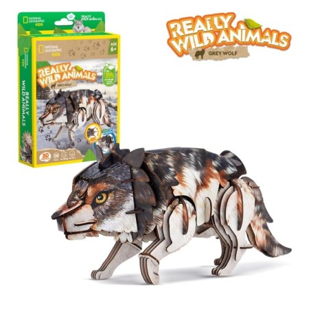 Cubic Fun - National Geographic Animale Salbatice Puzzle 3D Lup Cenusiu 58 piese Cubic Fun - 1